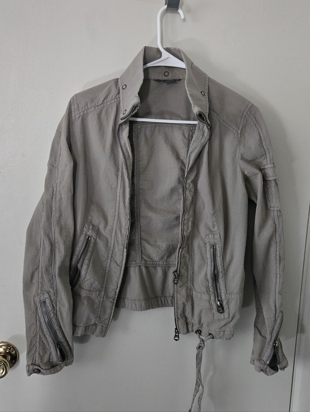 Armani Exchange Light Gray Bomber Jacket